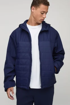 Veste à capuche matelassée légère, coupe régulière pour grande taille