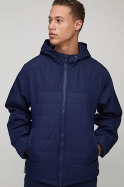 Veste à capuche matelassée légère, coupe régulière pour grande taille