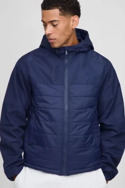 Veste à capuche matelassée légère, coupe régulière