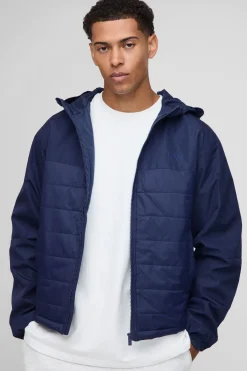 Veste à capuche matelassée légère, coupe régulière