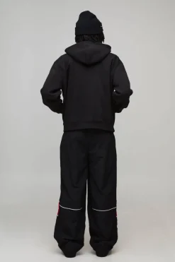 Veste à capuche noire oversize boxy avec imprimé graphique "Hotline" et fermeture éclair intégrale