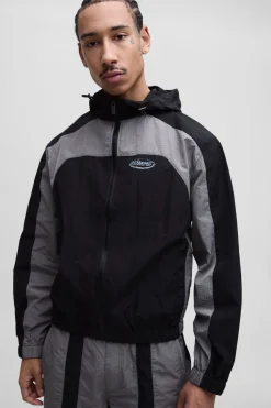 Veste à capuche Regular en ripstop à blocs de couleurs
