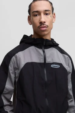 Veste à capuche Regular en ripstop à blocs de couleurs