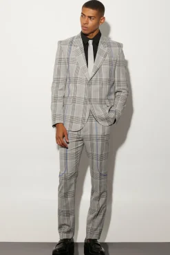 Veste à carreaux boxy surdimensionnée avec surpiqûres contrastées