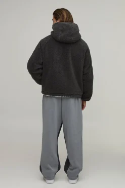 boohooMAN Veste À Casynthétiqueche Coupe Regular En Mélange Borg Et Nylon<Homme Manteaux Et Vestes