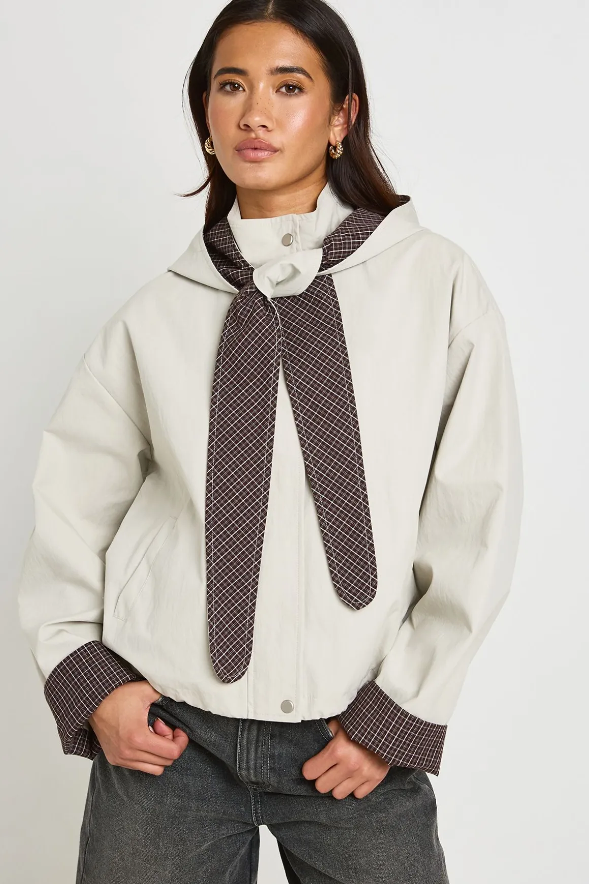 Veste À Casynthétiqueche Doublée À Carreaux