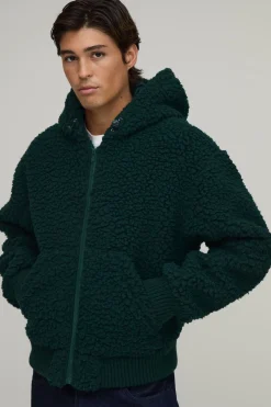 Veste À Casynthétiqueche En Imitation Mouton À Côtes Tricotées Épaisses