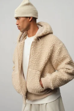 boohooMAN Veste À Casynthétiqueche En Maille Borg Côtelée Épaisse Coupe Ample<Homme Manteaux Et Vestes