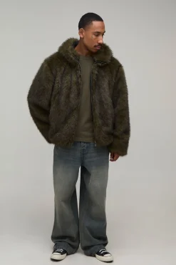 boohooMAN Veste À Casynthétiqueche Oversize En Synthétique Coupe Boxy<Homme Manteaux Et Vestes