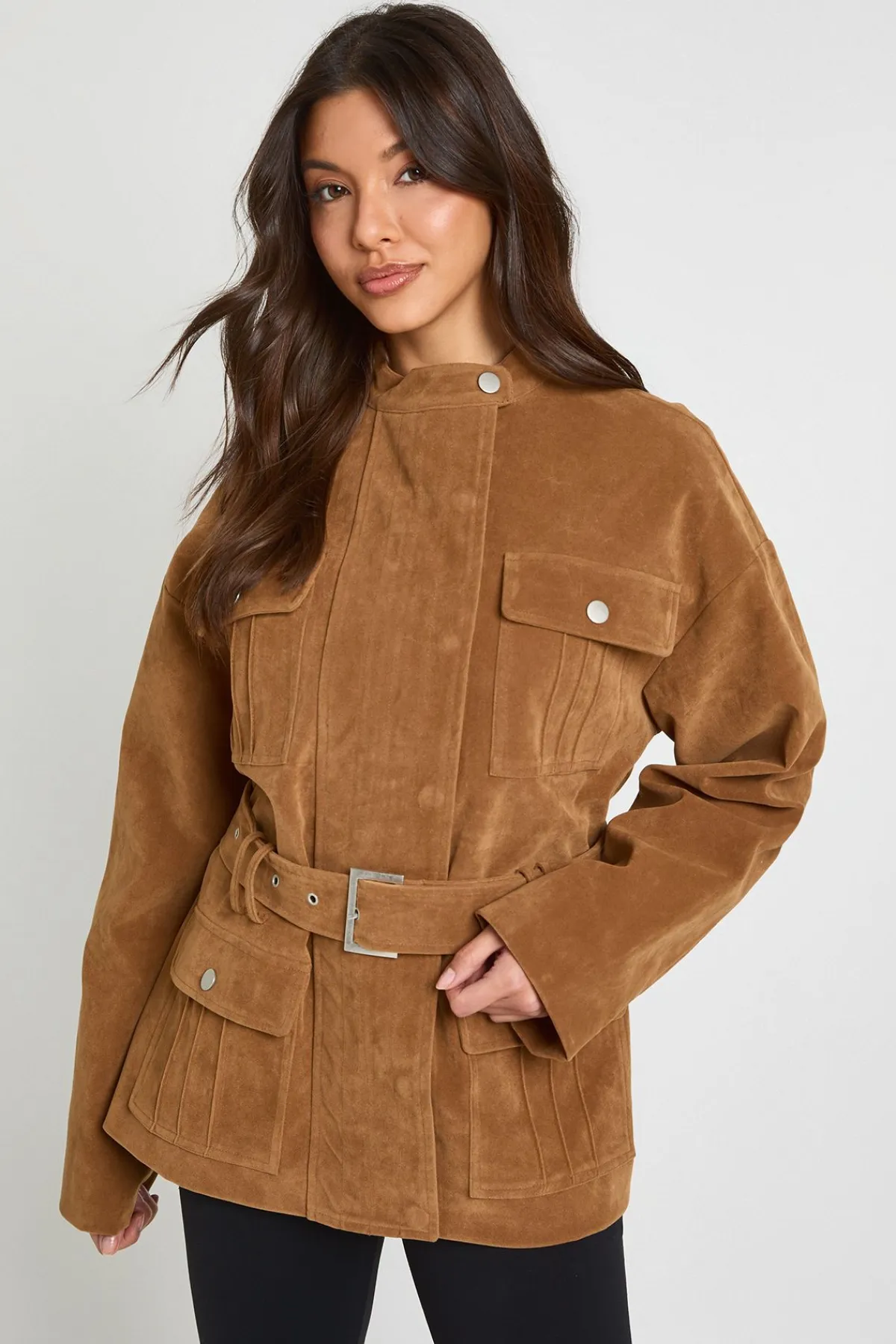 boohoo Veste Ceinturée En Synthétique<Femme Vestes & Manteaux