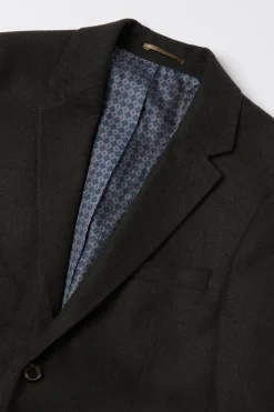 Veste Cintrée Aspect Tweed Vert Foncé