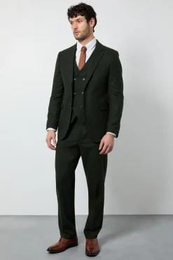 Veste Cintrée Aspect Tweed Vert Foncé