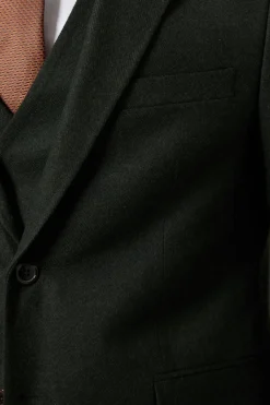 Veste Cintrée Aspect Tweed Vert Foncé