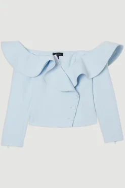 Veste Cintrée Asymétrique À Volant Spectaculaire