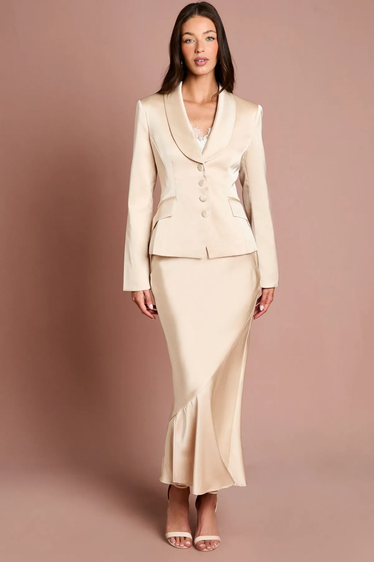 Coast Veste Cintrée Avec Revers En Satin<Femme Tailleurs|Satin Et Dentelle