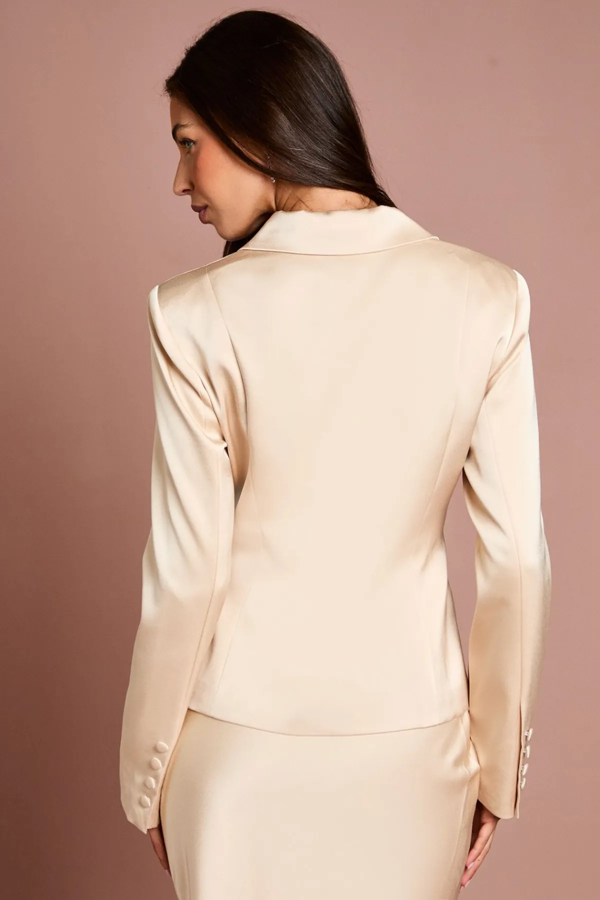 Coast Veste Cintrée Avec Revers En Satin<Femme Tailleurs|Satin Et Dentelle