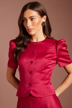 Veste Cintrée Boutonnée À Manches Courtes