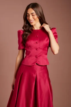 Veste Cintrée Boutonnée À Manches Courtes