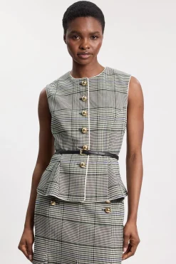 KarenMillen Veste Cintrée À Carreaux Avec Ceinture Et Basque<Femme Tops