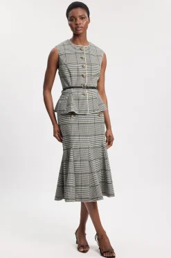 KarenMillen Veste Cintrée À Carreaux Avec Ceinture Et Basque<Femme Tops