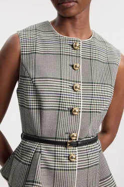 KarenMillen Veste Cintrée À Carreaux Avec Ceinture Et Basque<Femme Tops