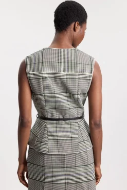 KarenMillen Veste Cintrée À Carreaux Avec Ceinture Et Basque<Femme Tops