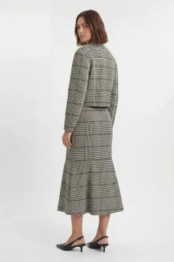 Veste Cintrée À Carreaux Col Montant