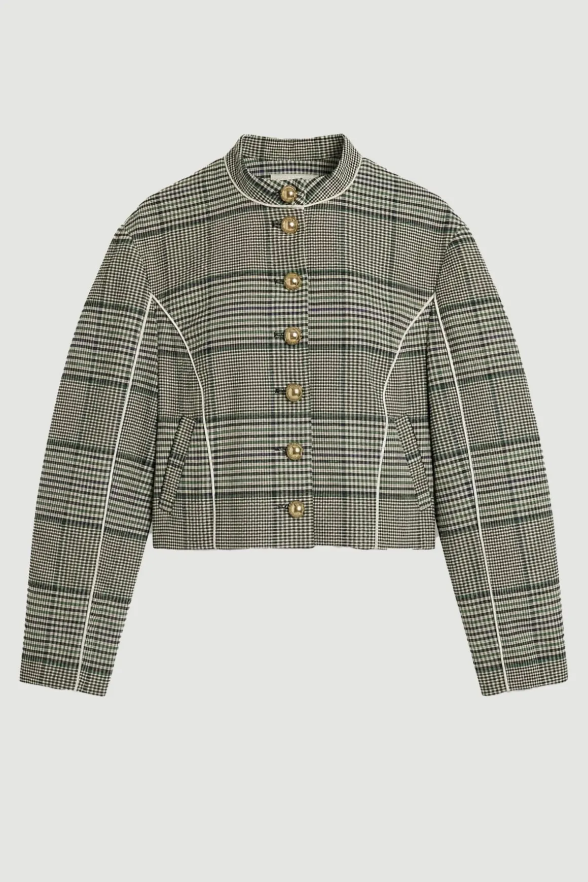 Veste Cintrée À Carreaux Col Montant