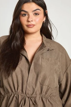 Veste Cintrée À Col Cheminée Rayée Grande Taille
