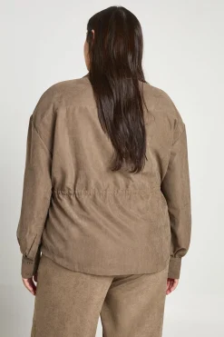 Veste Cintrée À Col Cheminée Rayée Grande Taille