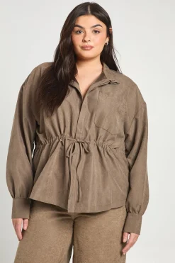 Veste Cintrée À Col Cheminée Rayée Grande Taille