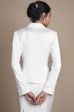 Veste Cintrée de Mariée avec Revers en Satin