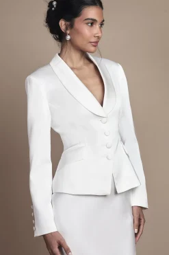 Veste Cintrée de Mariée avec Revers en Satin