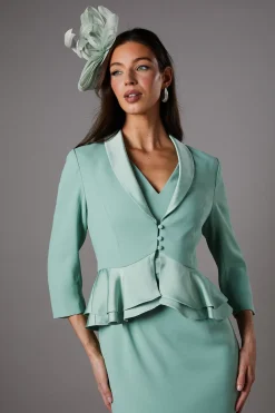 Veste Cintrée en Crêpe Satin avec Basque