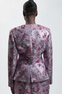 KarenMillen Veste Cintrée En Jacquard Sans Col<Femme Vestes & Manteaux
