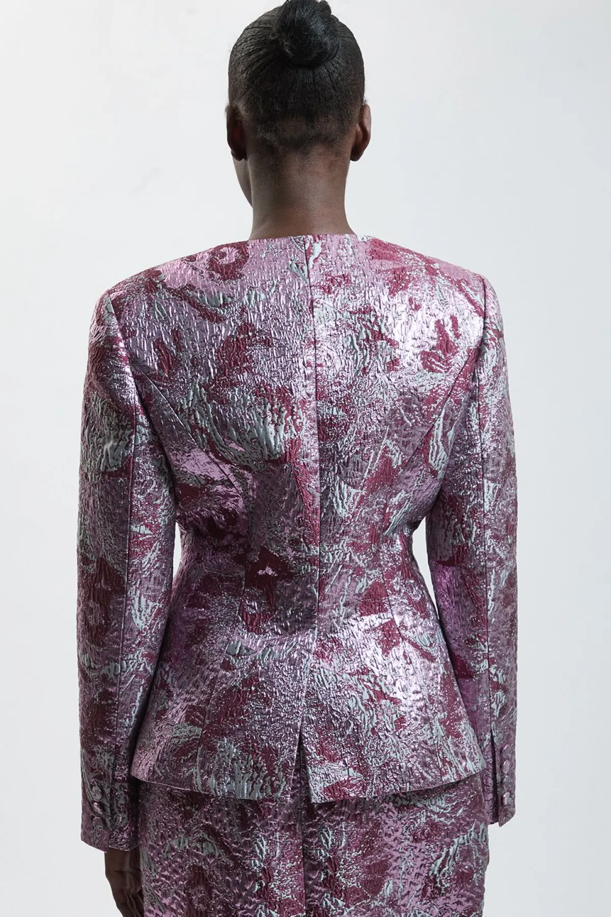 KarenMillen Veste Cintrée En Jacquard Sans Col<Femme Vestes & Manteaux