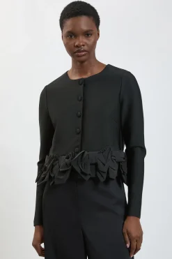 Veste Cintrée En Maille Bandage Avec Nœud En Taffetas