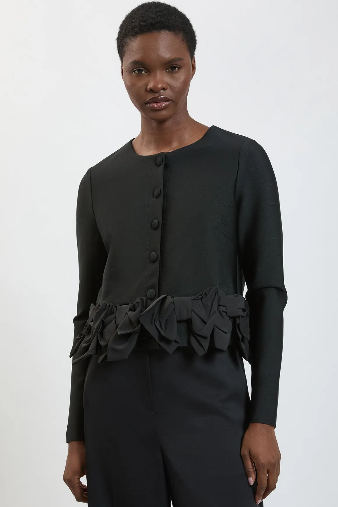 Veste Cintrée En Maille Bandage Avec Nœud En Taffetas