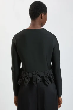 Veste Cintrée En Maille Bandage Avec Nœud En Taffetas