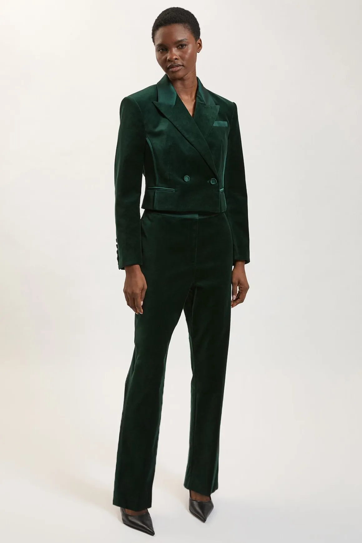 Veste Cintrée En Mélange De Velours Et Satin
