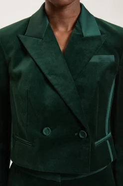 Veste Cintrée En Mélange De Velours Et Satin