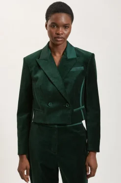 Veste Cintrée En Mélange De Velours Et Satin