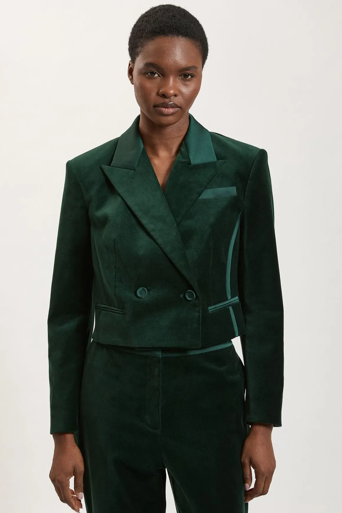 Veste Cintrée En Mélange De Velours Et Satin