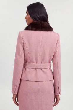 KarenMillen Veste Cintrée En Tweed À Texture Petite Avec Col En Synthétique Amovible<Femme Tailleurs|Vestes & Manteaux