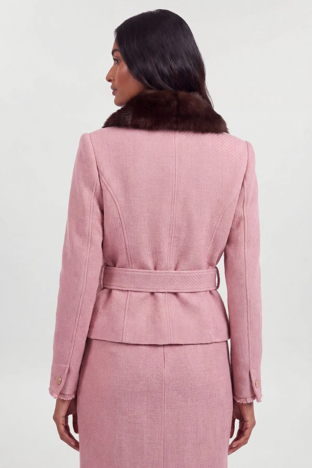 KarenMillen Veste Cintrée En Tweed À Texture Petite Avec Col En Synthétique Amovible<Femme Tailleurs|Vestes & Manteaux