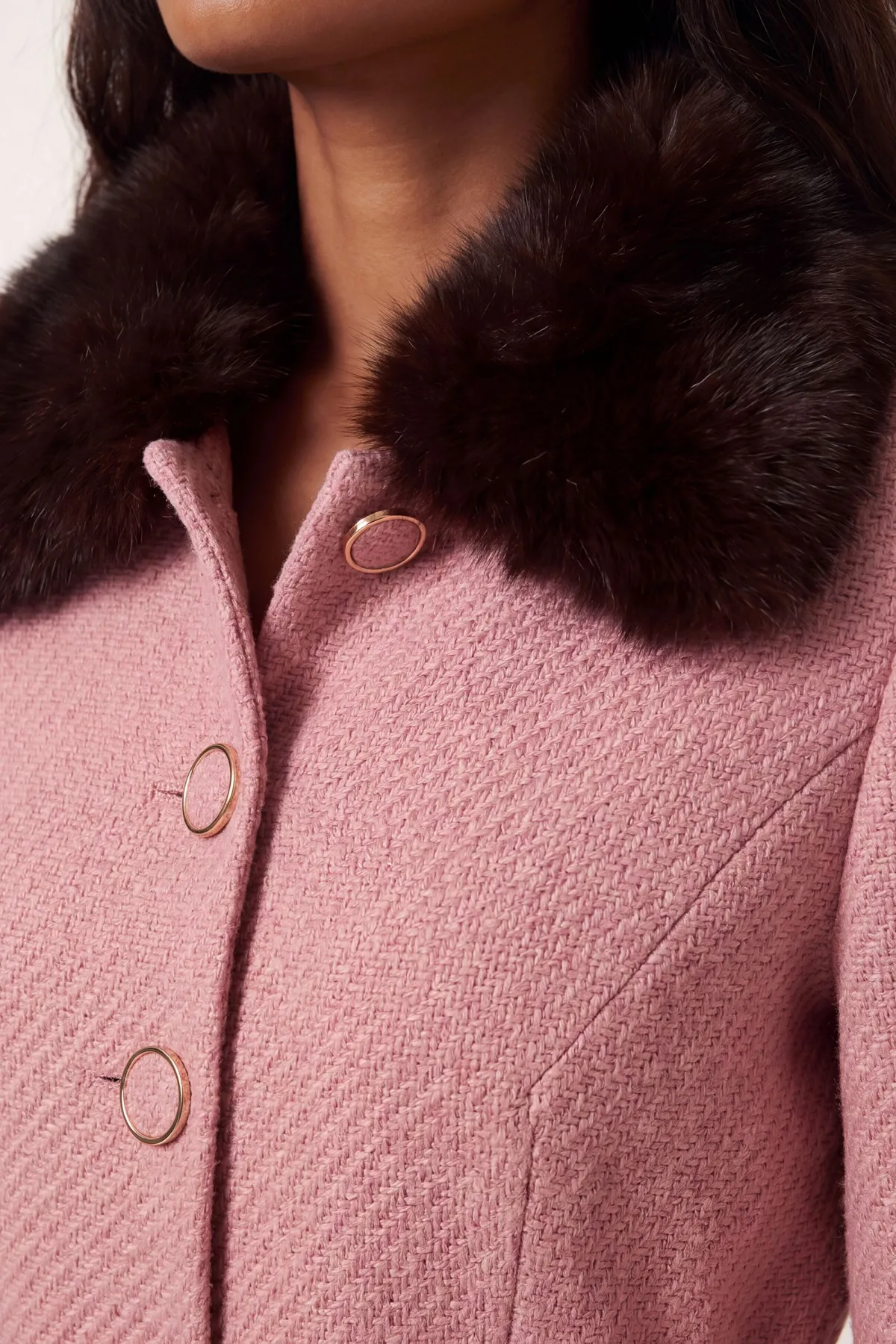 KarenMillen Veste Cintrée En Tweed À Texture Petite Avec Col En Synthétique Amovible<Femme Tailleurs|Vestes & Manteaux