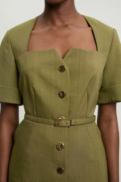 KarenMillen Veste Cintrée En Viscose À Encolure Carrée Et Manches Courtes Avec Ceinture<Femme Tailleurs|Vestes & Manteaux