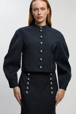 KarenMillen Veste Cintrée À Fines Rayures Et Col Montant Petite<Femme Vestes & Manteaux