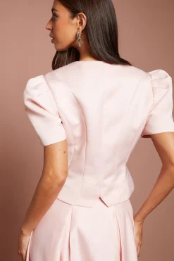 Veste Cintrée À Manches Courtes Boutonnée Sur Le Devant