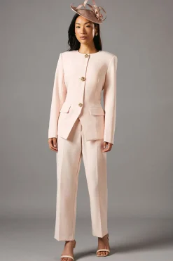 Veste Cintrée à Manches Longues avec Boutons Rose